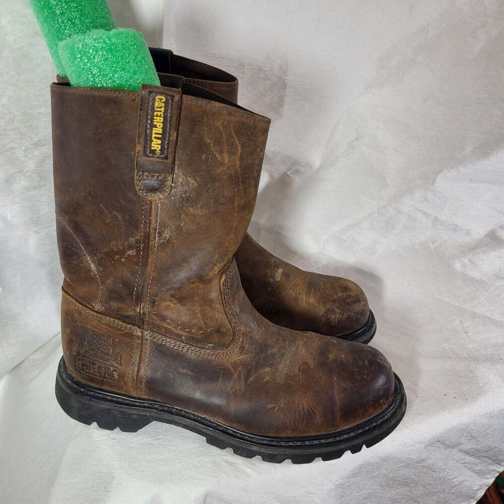 Caterpillar Men's Revolver Pull-On Steel Toe Wellington Work Boot Dark Brown